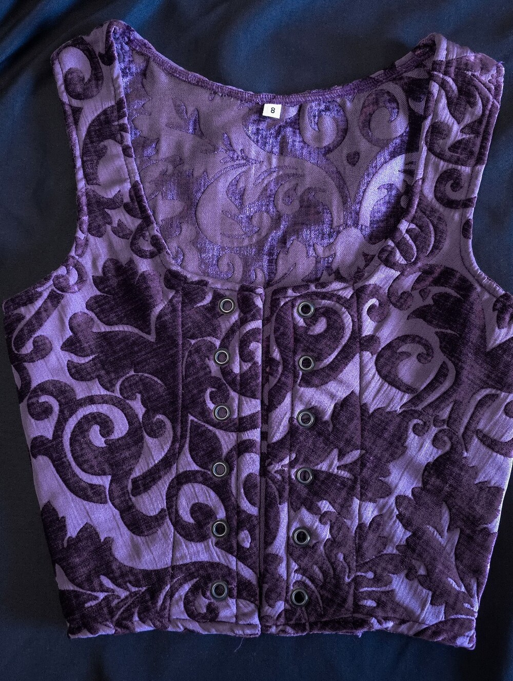Women's Velvet Patterned Renaissance Bodice, Deep Dusty Purple